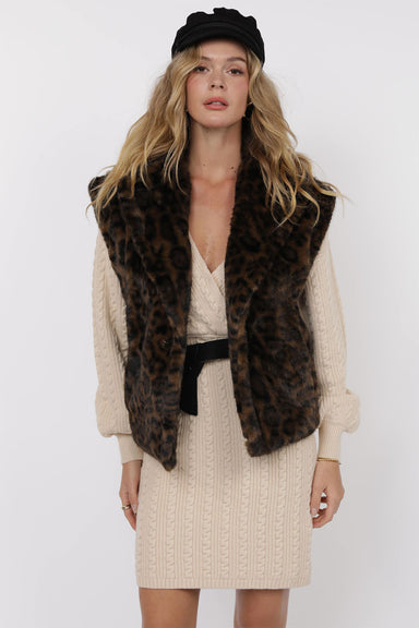 Sage the Label - Waverly Leopard Vest - Brown Black - Front