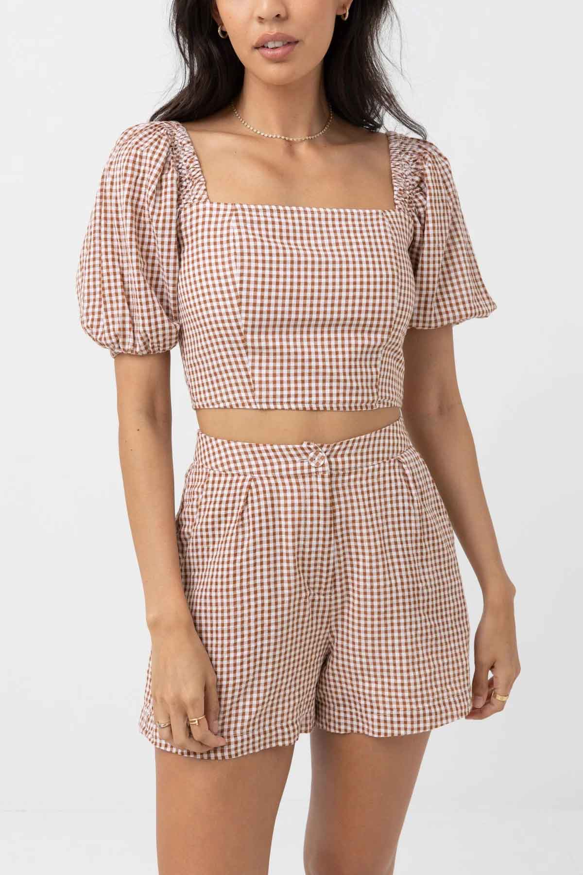 Rhythm - LOLA CHECK SS TOP - Clay - Front