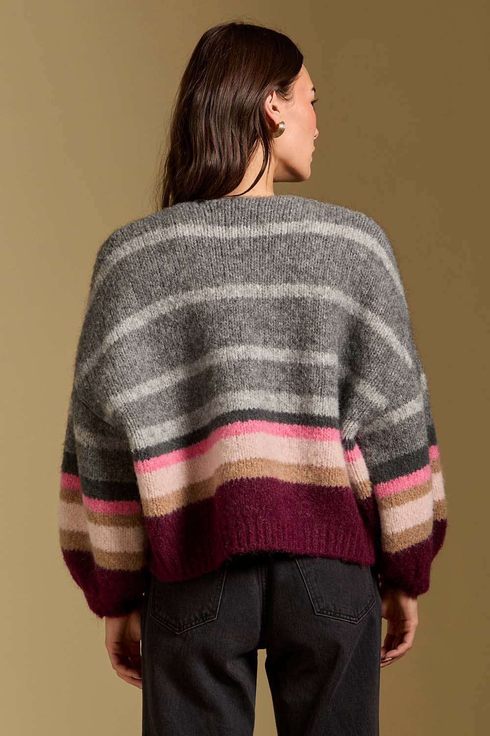 Saltwater Luxe Aden Sweater in Charcoal Multi — Back view