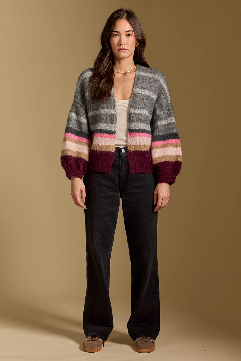 Saltwater Luxe Aden Sweater in Charcoal Multi — Full-body view