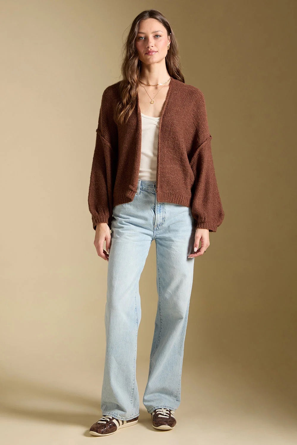 Aden Sweater in Chocolate — Full-body view