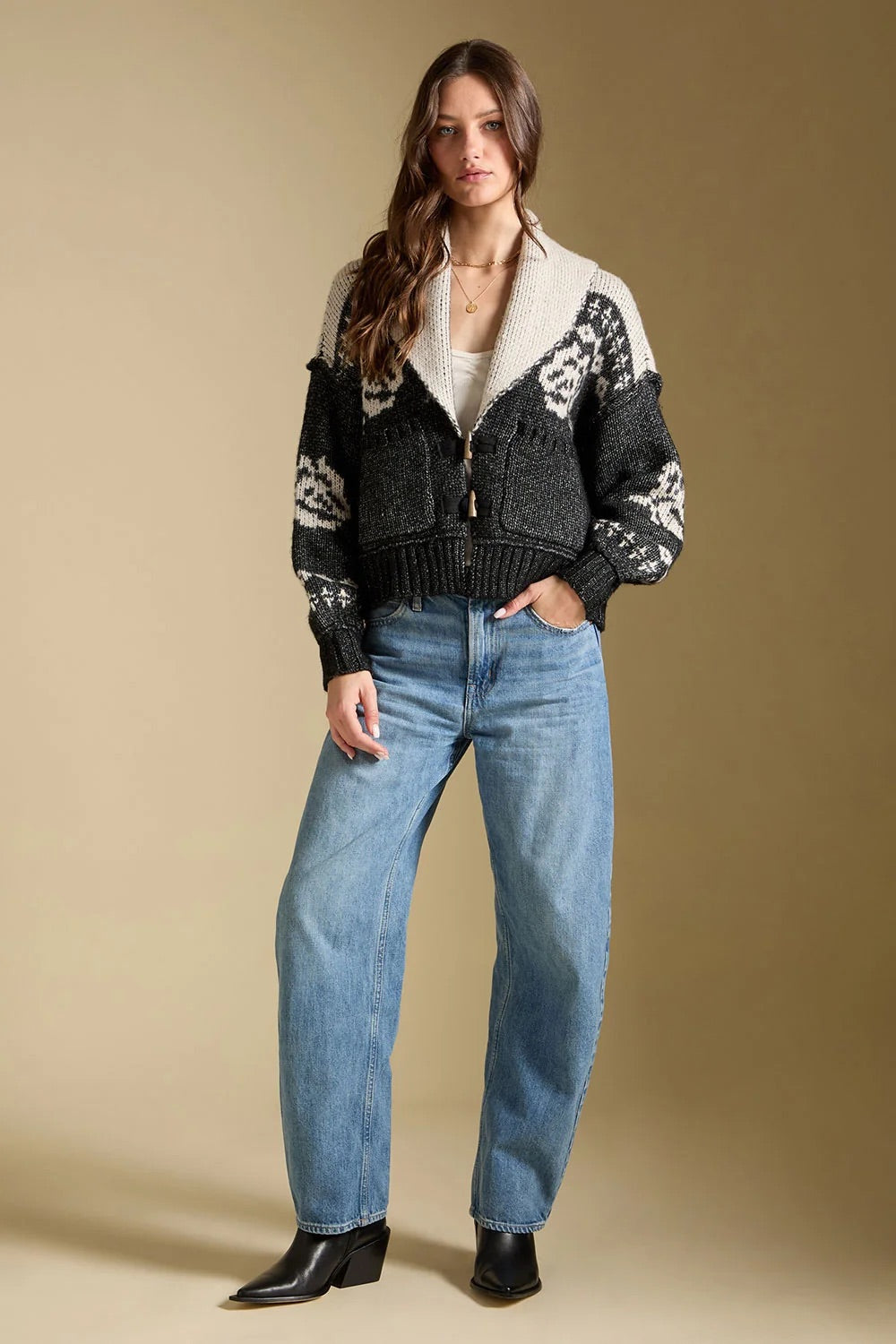 Saltwater Luxe Cain Sweater in Black — Full-body view