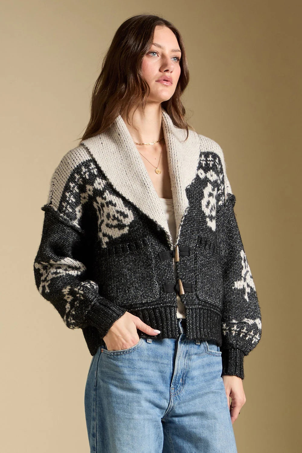 Saltwater Luxe Cain Sweater in Black — Quarter view