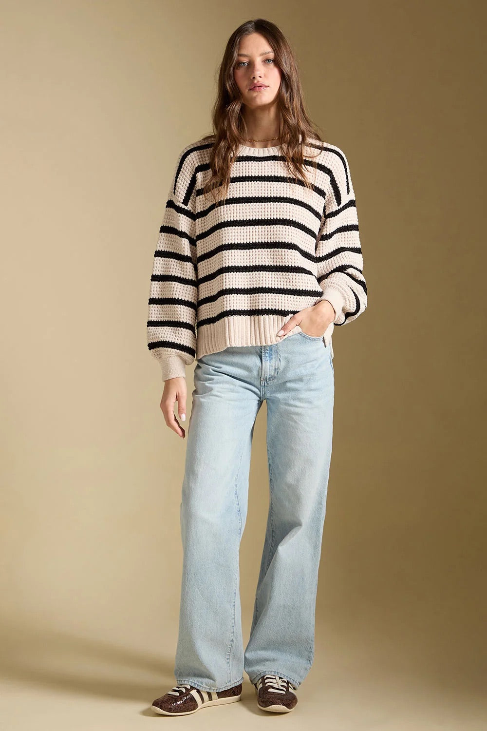 Saltwater Luxe Camron Sweater in Natural — Full-body view