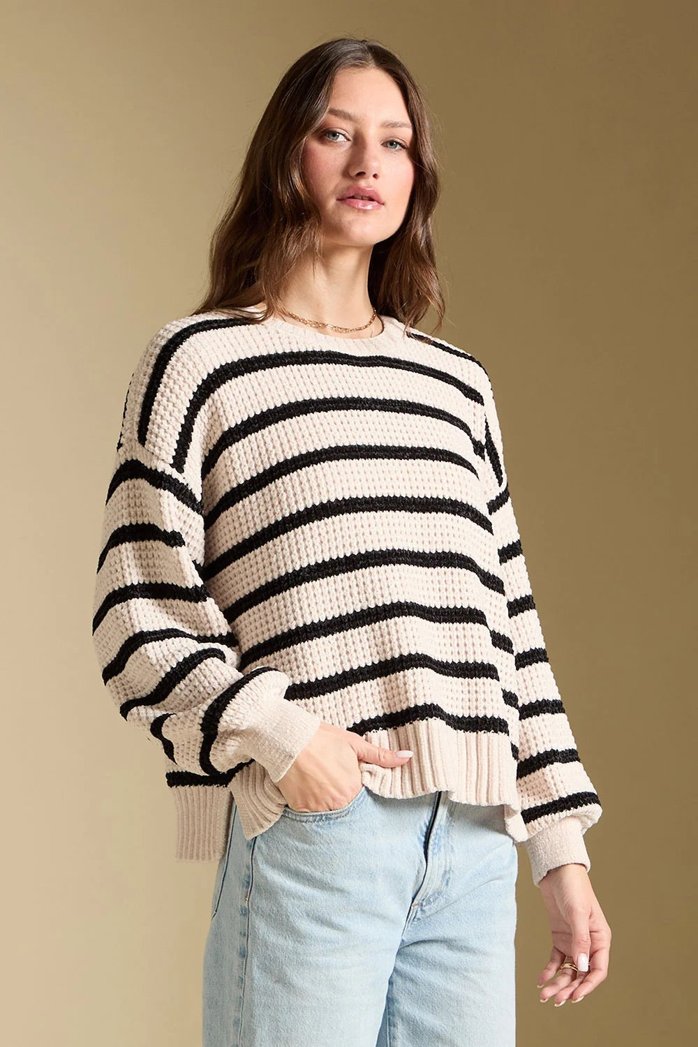 Saltwater Luxe Camron Sweater in Natural — Quarter view