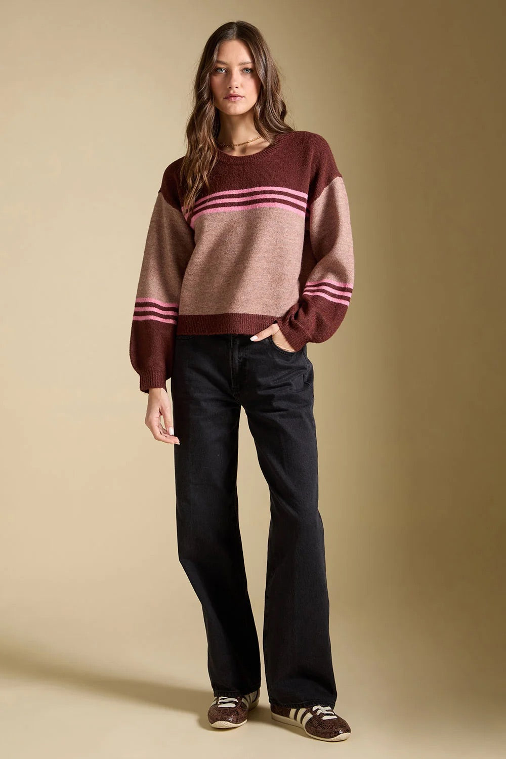 Saltwater Luxe Isabeau Sweater in Garnet — Full-body view