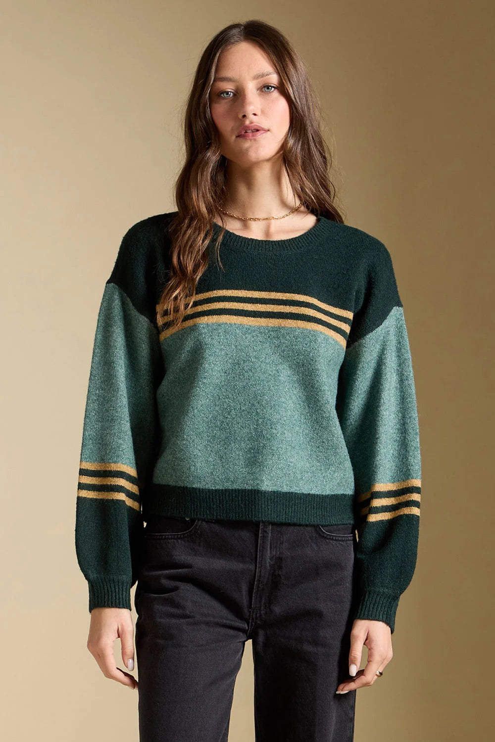 Saltwater Luxe Isabeau Sweater in Hunter Green — Front view