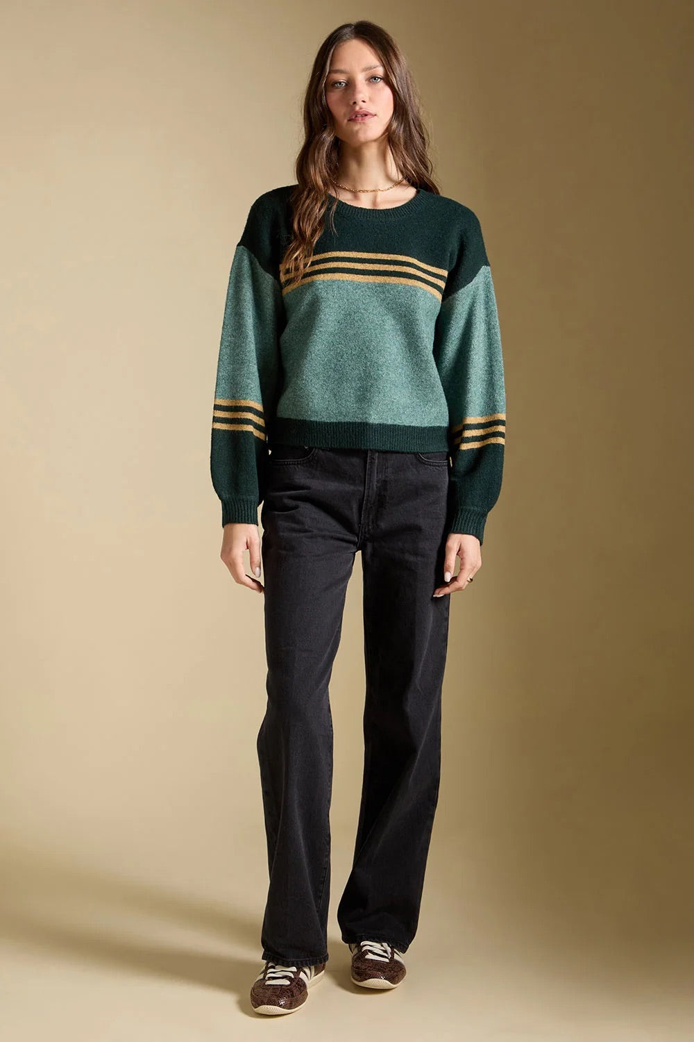 Saltwater Luxe Isabeau Sweater in Hunter Green — Full-body view