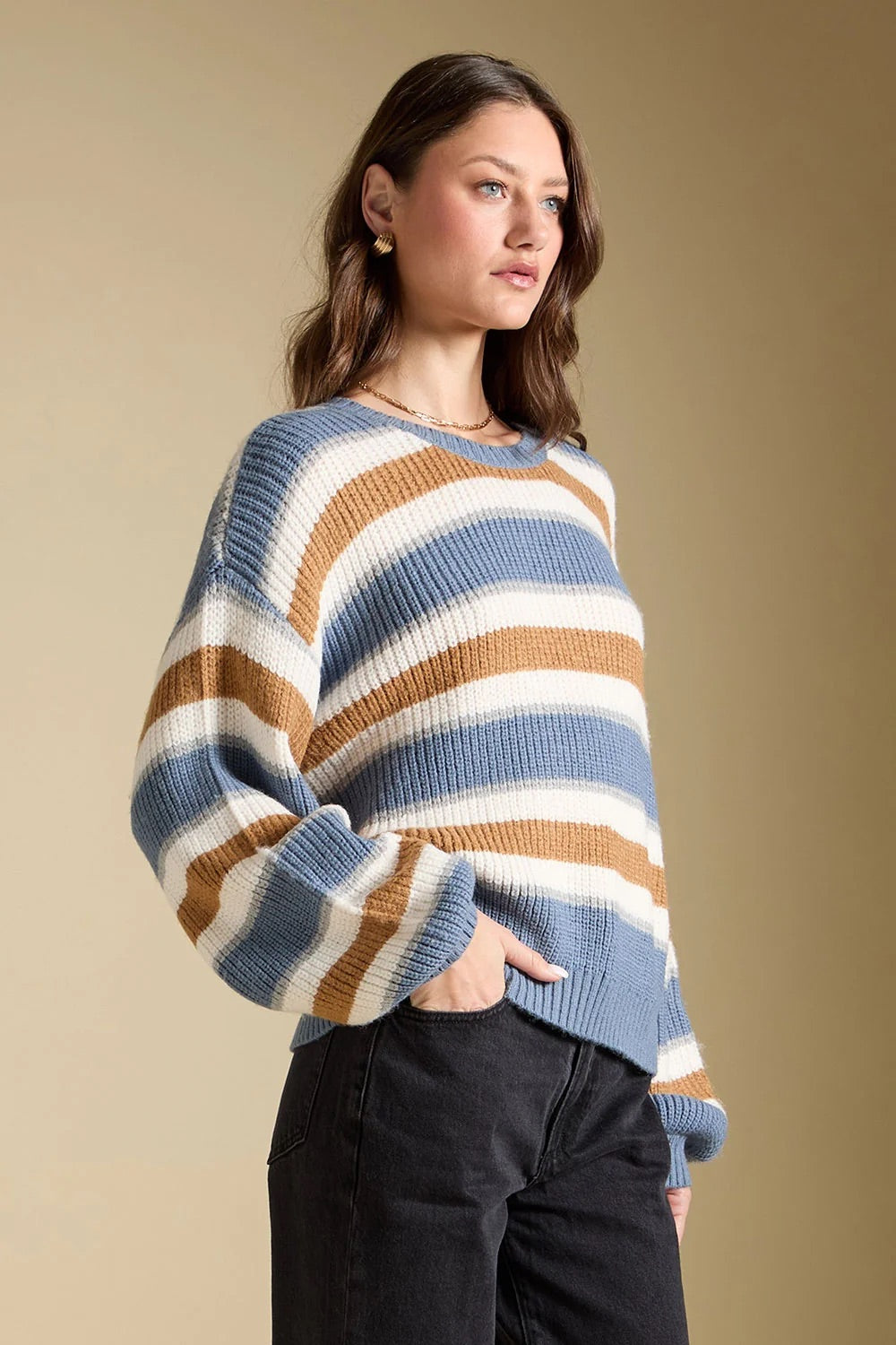 Mimi Sweater in Indigo — Quarter view