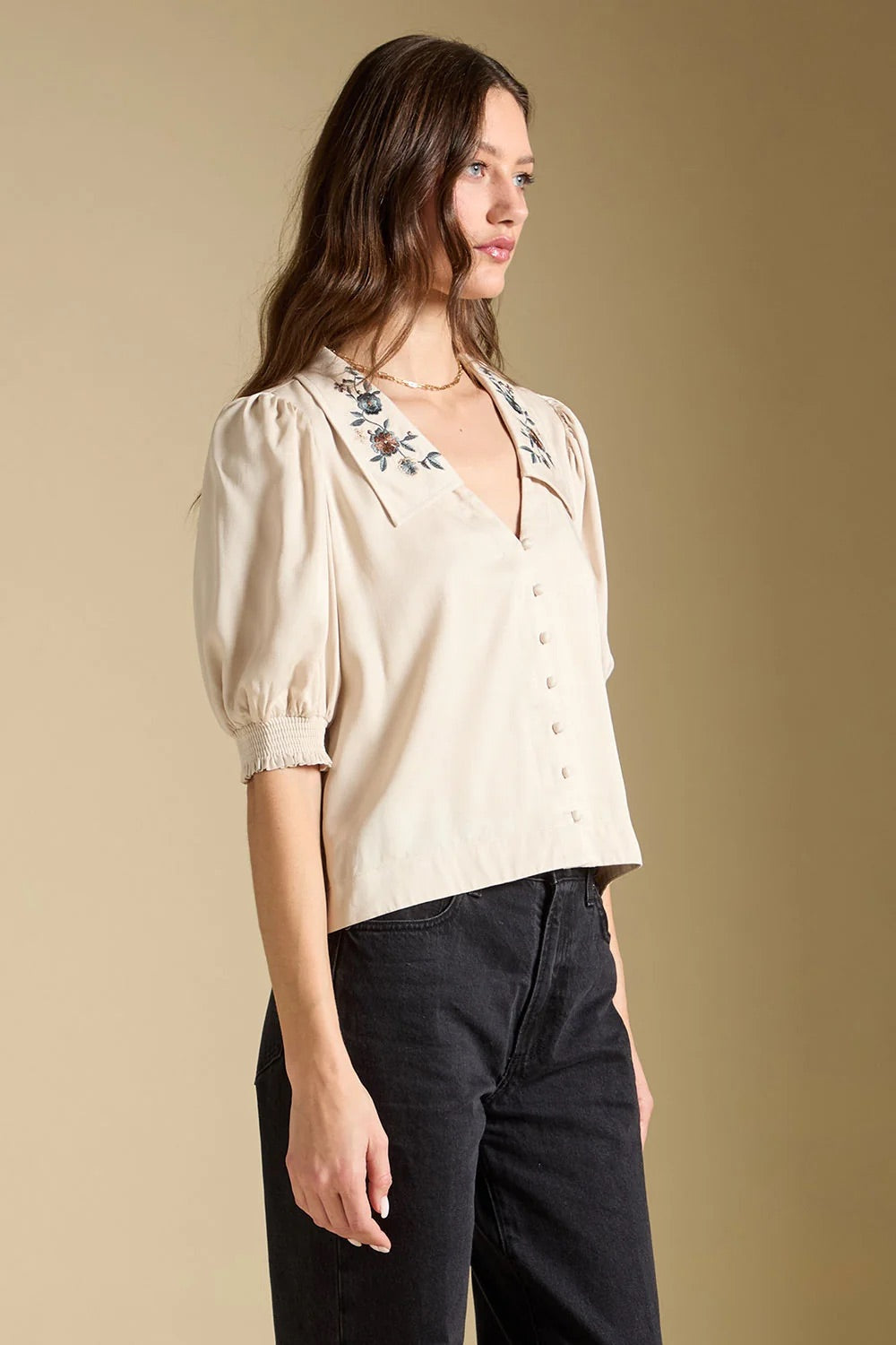 Stacia Top in Bone — Side view