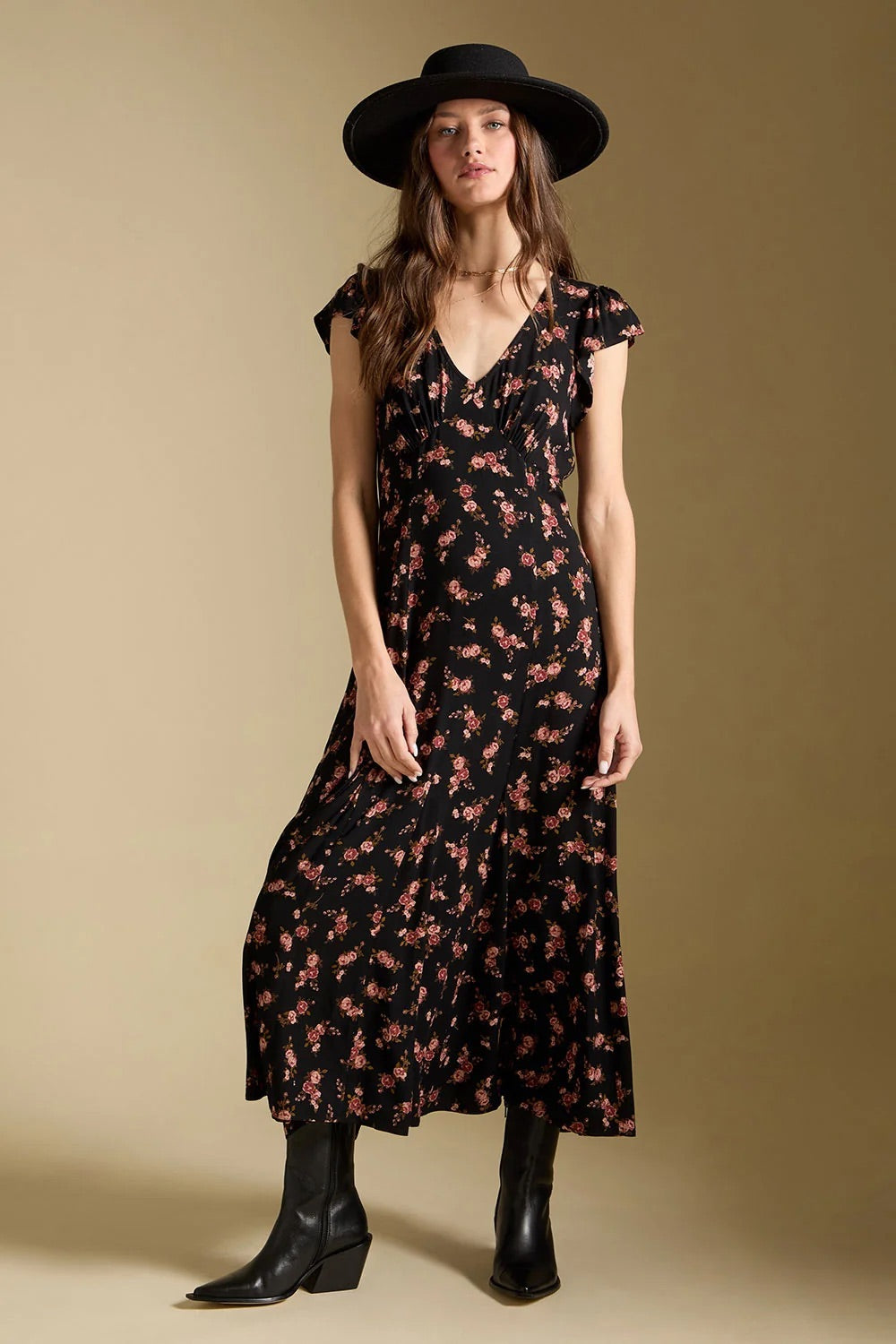 Saltwater Luxe Tayler Midi Dress in Black — Front view