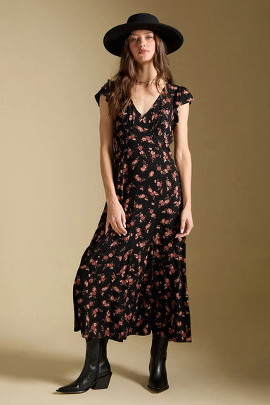Saltwater Luxe Tayler Midi Dress in Black — Front view
