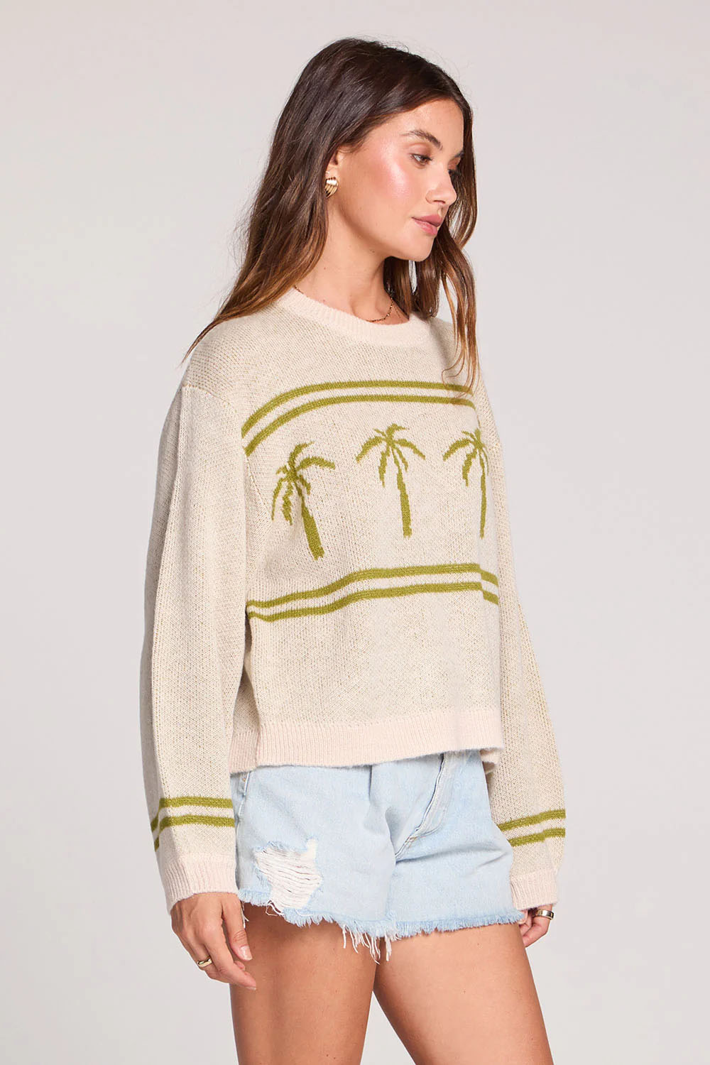 saltwater luxe alderon sweater oatmeal heather side