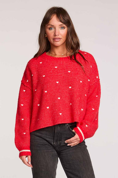 saltwater luxe charmer sweater vintage red front