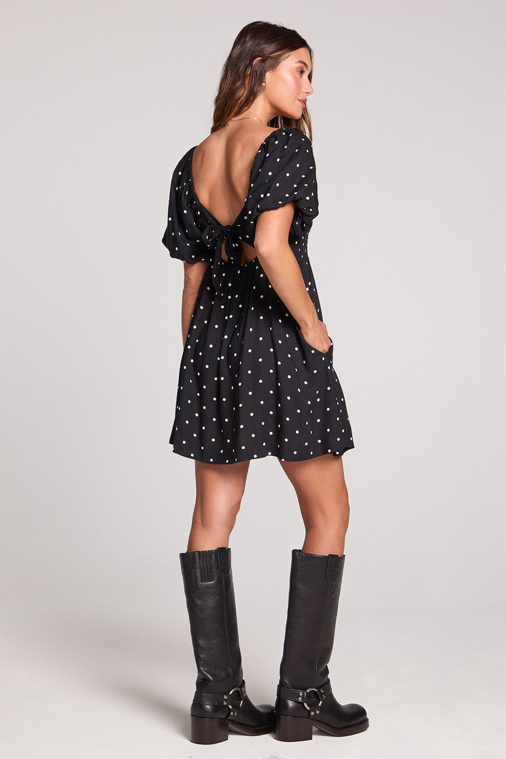saltwater luxe elio mini dress black back