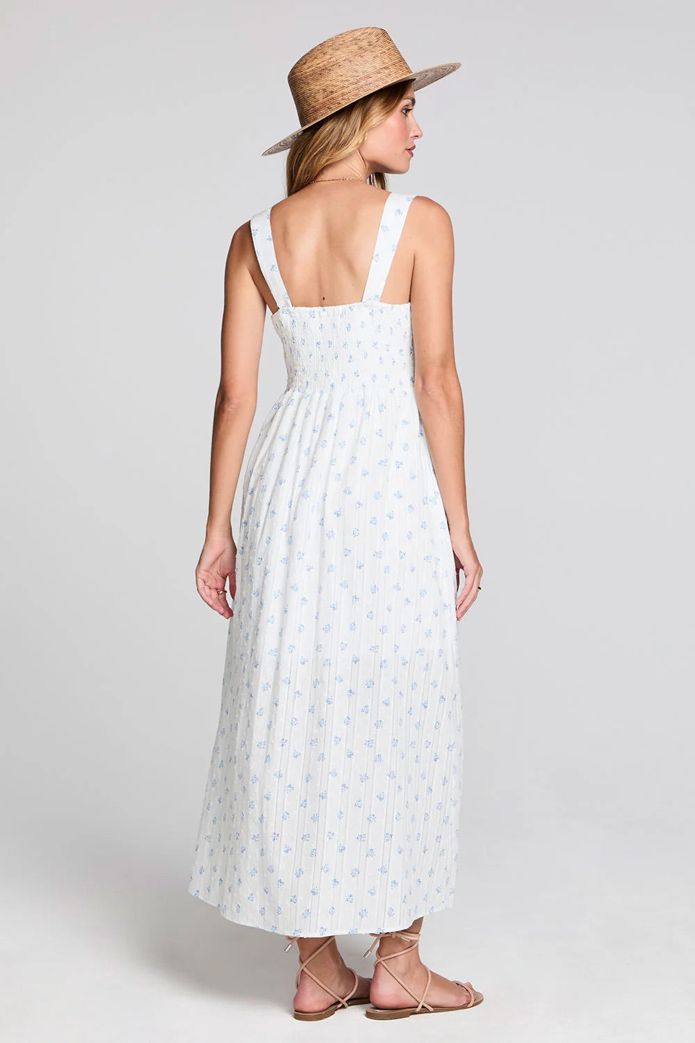 saltwater luxe kymber midi dress capri blue back
