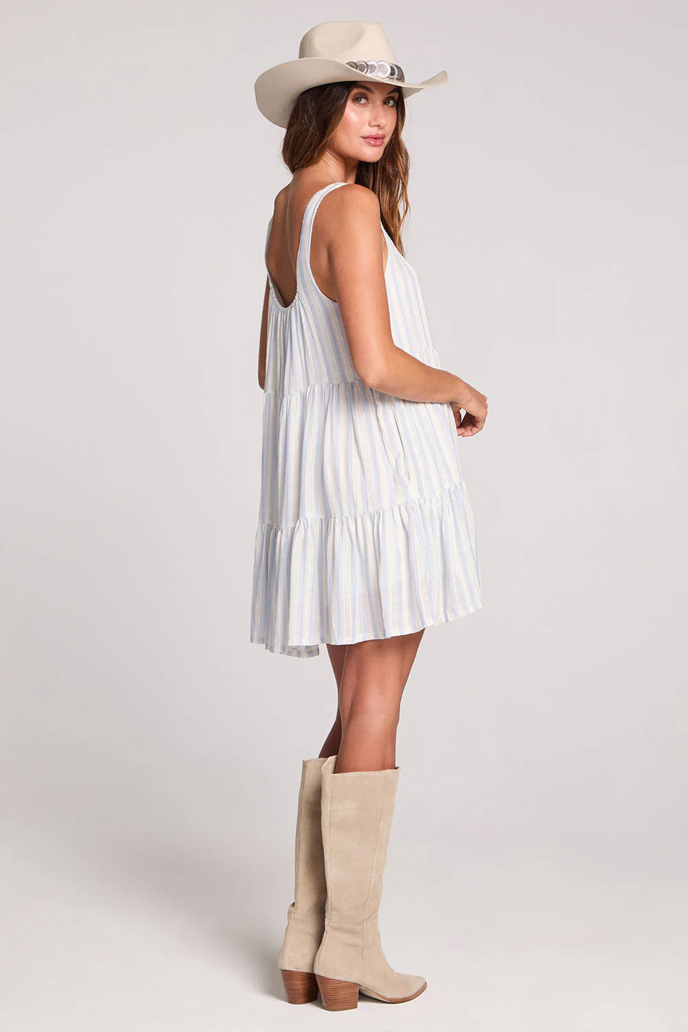 saltwater luxe laurent mini dress cloud blue back