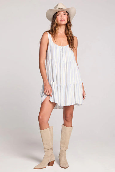 saltwater luxe laurent mini dress cloud blue front