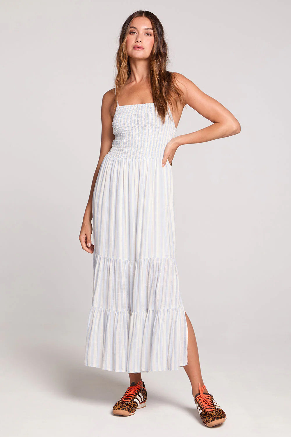 saltwater luxe leon midi dress cloud blue front