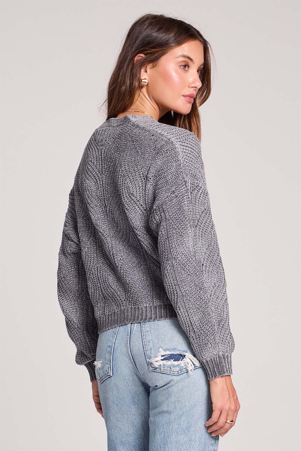 saltwater luxe louis sweater heathery grey back