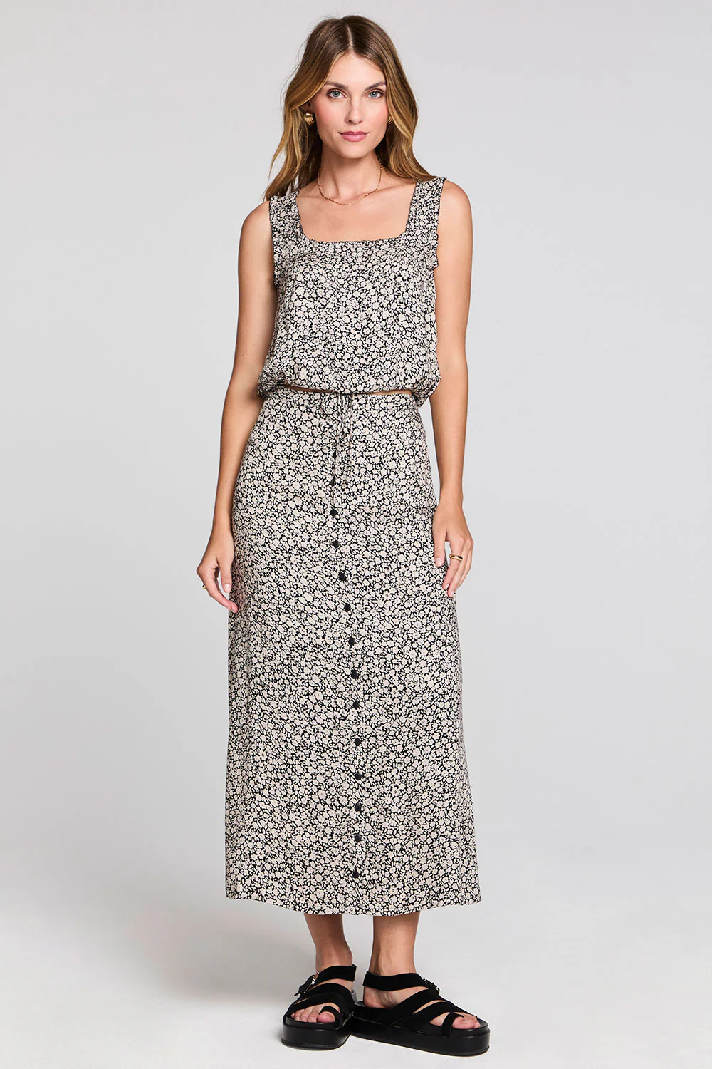 saltwater luxe nolla midi skirt black