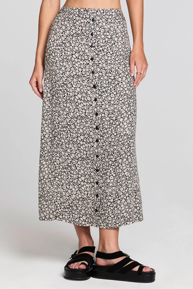 saltwater luxe nolla midi skirt black front