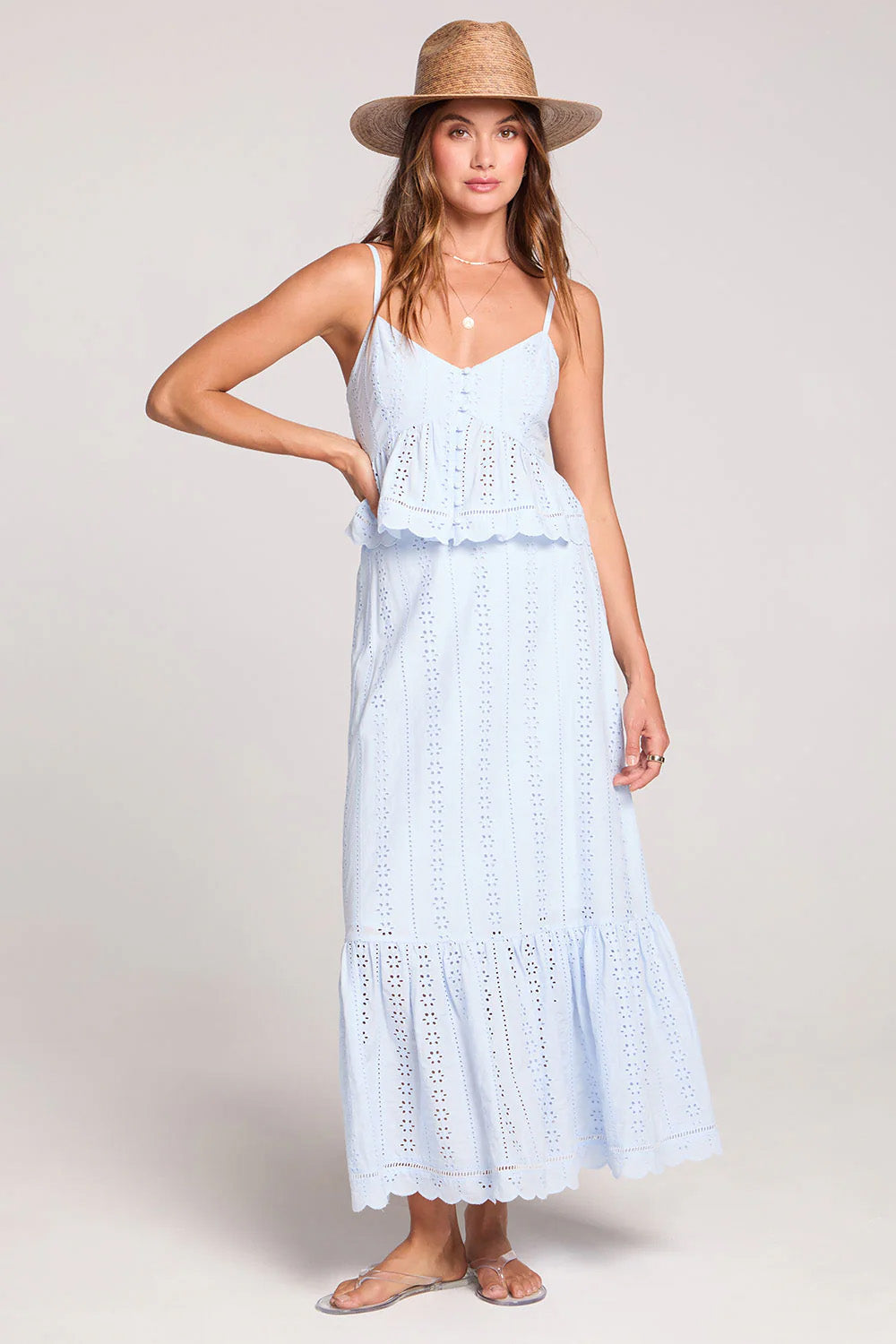 saltwater luxe tatumn maxi skirt sky blue 