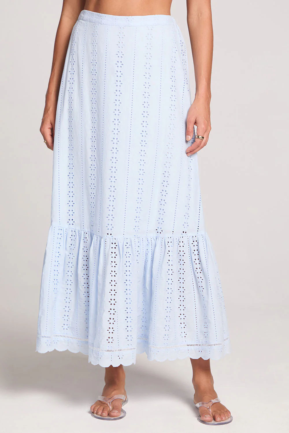 saltwater luxe tatumn maxi skirt sky blue front