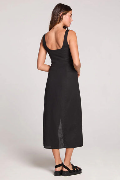 saltwater luxe woven tank midi dress black back