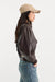 Good American The Better Than Leather Bomber in Espresso — Side view