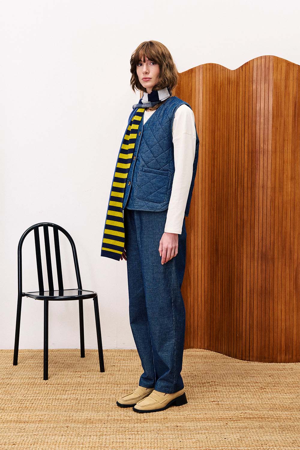 FRNCH - Baudelaire Vest - Bleu Jean - Side