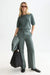 Scotch & Soda Edie High Rise Wide Leg in Balsam Green — Full-body view