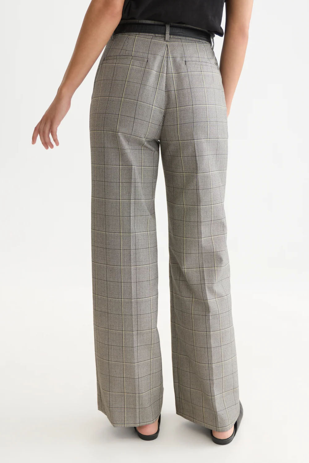 Scotch & Soda Edie High Rise Wide Leg in Meteorite Check — Back view