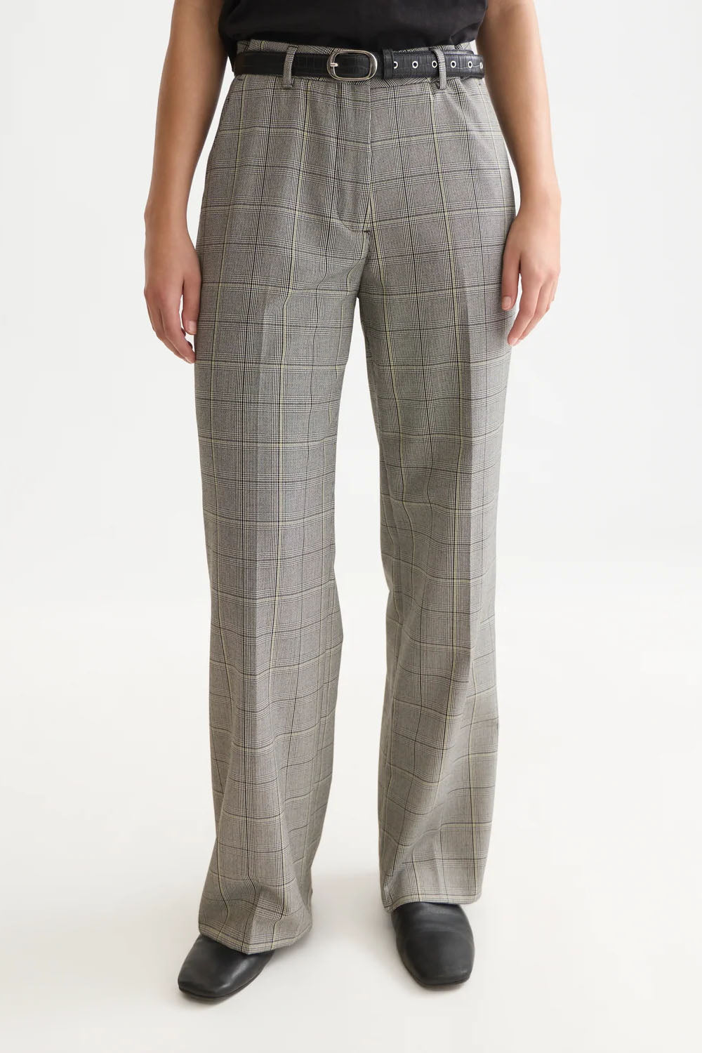 Scotch & Soda Edie High Rise Wide Leg in Meteorite Check — Front view