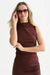 Scotch & Soda Embossed Pleat Mock Neck Tank in Bitter Chocolate — front view
