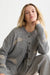 Scotch & Soda Embroidered Crew Neck Cardigan in Grey Melange — Front view