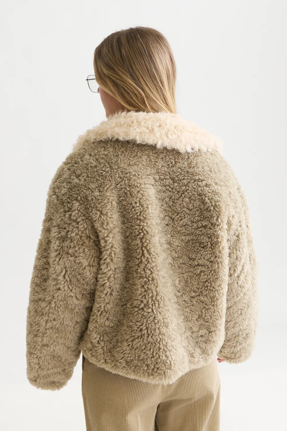 Scotch & Soda Faux Fur Short Jacket in Aluminum — Back view