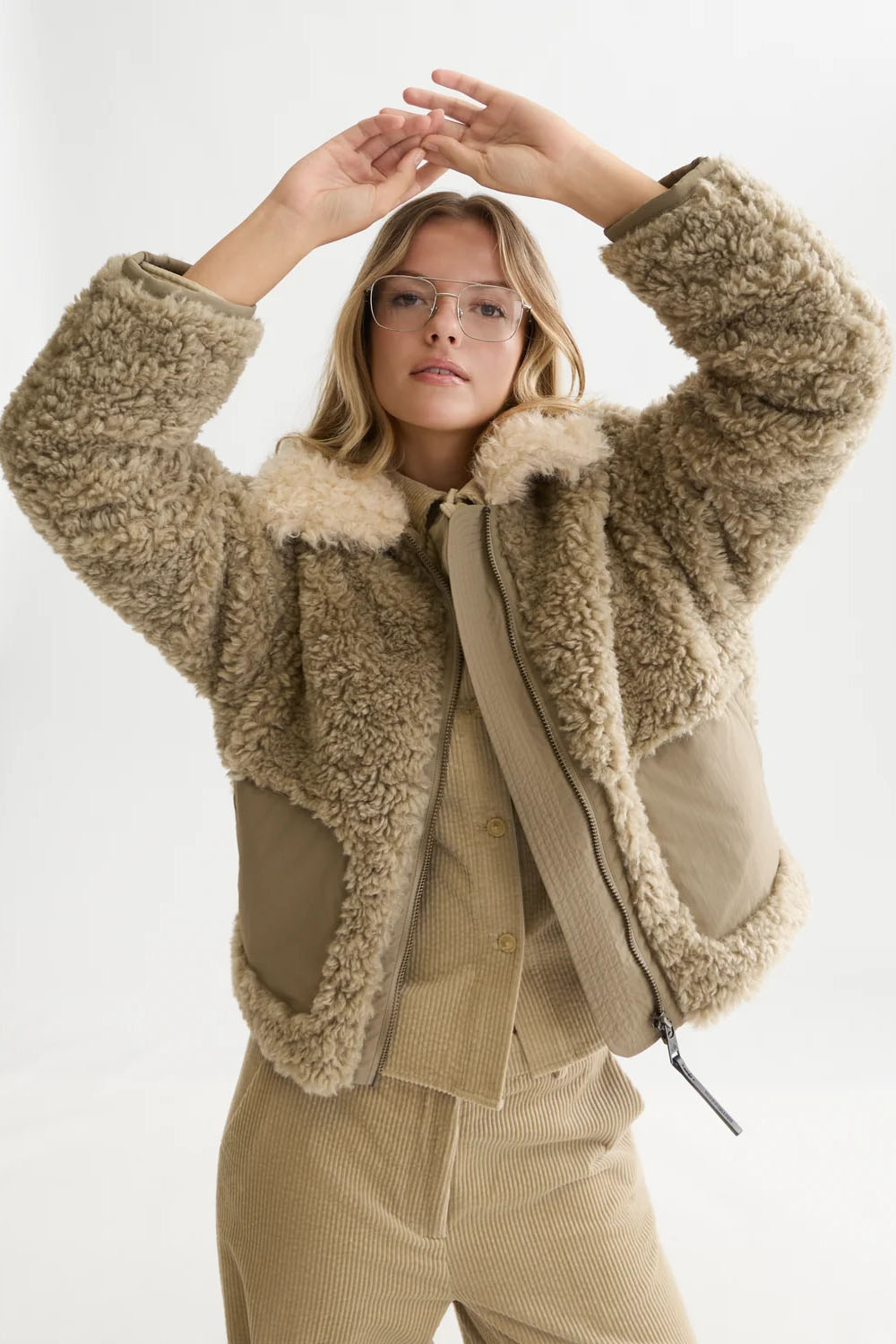 Scotch & Soda Faux Fur Short Jacket in Aluminum — Model view