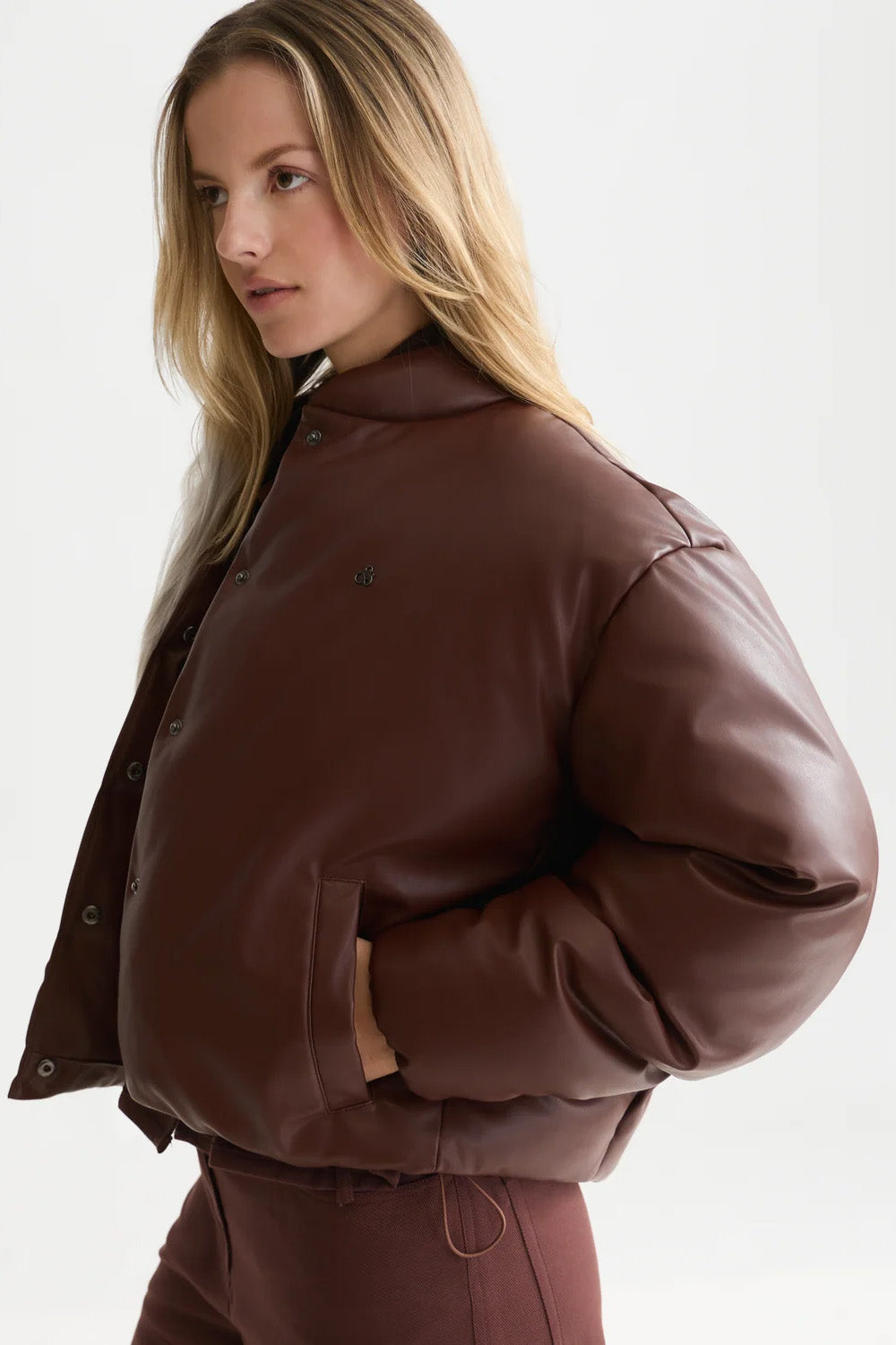 Scotch & Soda Faux Leather Short Jacket in Bitter Chocolate — Model view