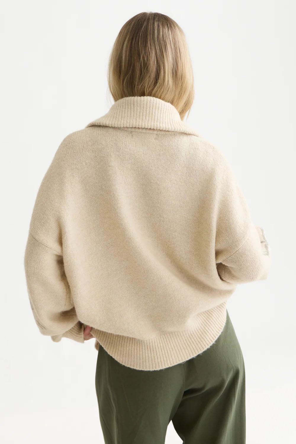 Scotch & Soda Printed Zip-Through Cardi in Fog Melange — Back view