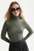 Scotch & Soda Roll Up Neck T-Shirt in Thyme — front view, hands behind back