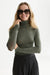 Scotch & Soda Roll Up Neck T-Shirt in Thyme — front view