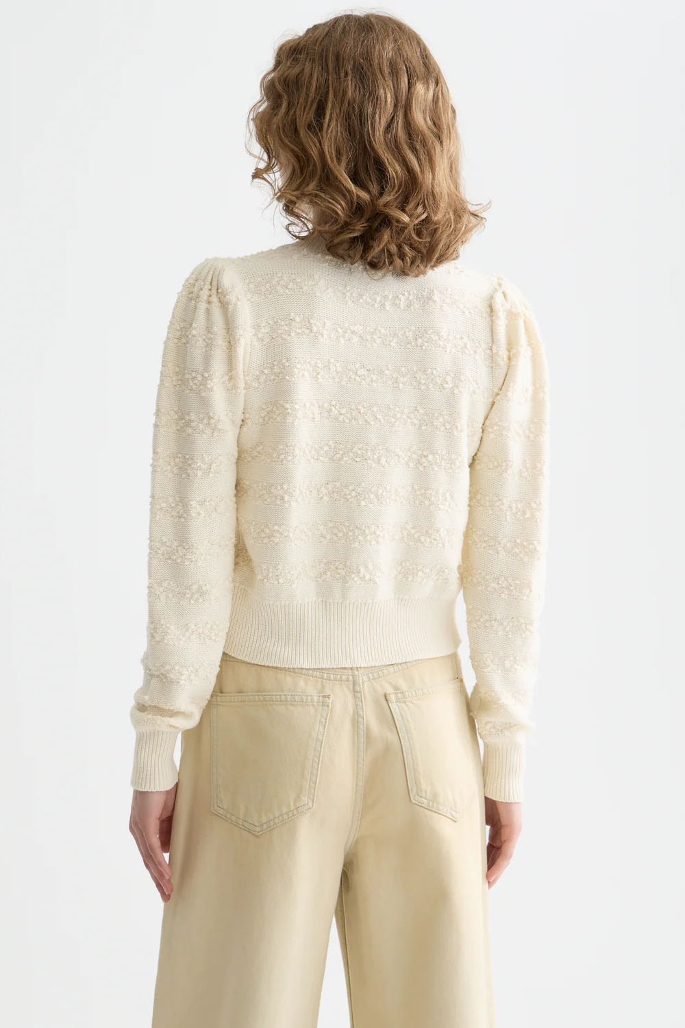 scotch and soda boucle stripe cardigan eggnog back