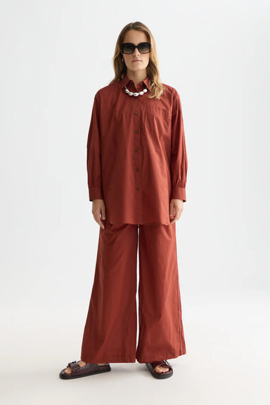 scotch and soda cotton voile pull on pant burnt henna