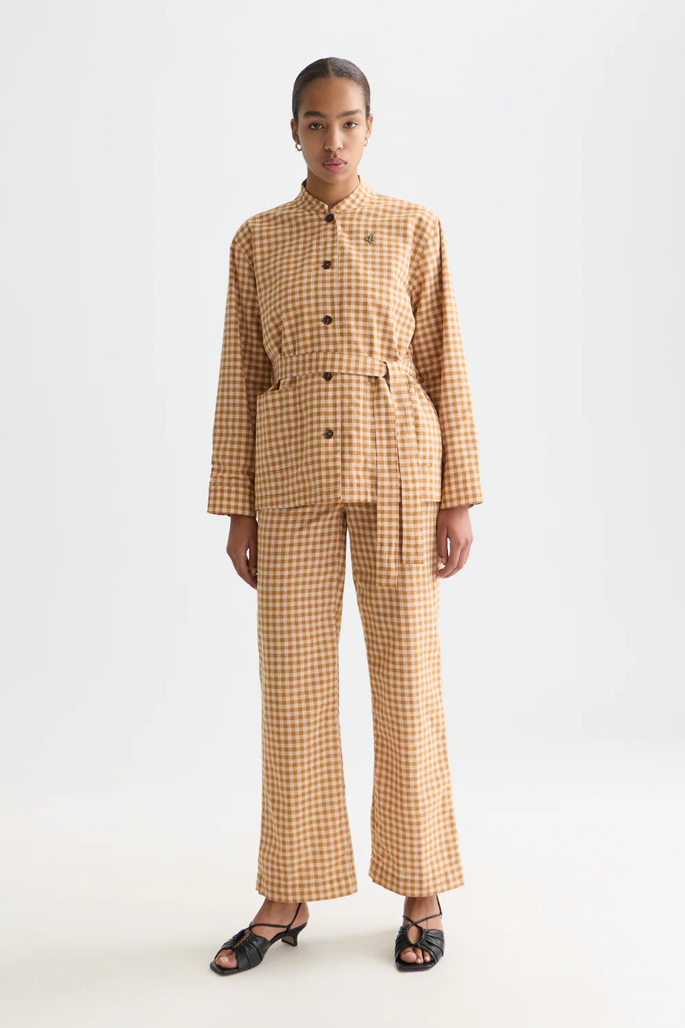 scotch and soda edie linen gingham rose dust