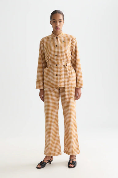scotch and soda edie linen gingham rose dust