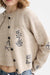 scotch and soda embroidered crewneck cardigan oatmeal melange detail