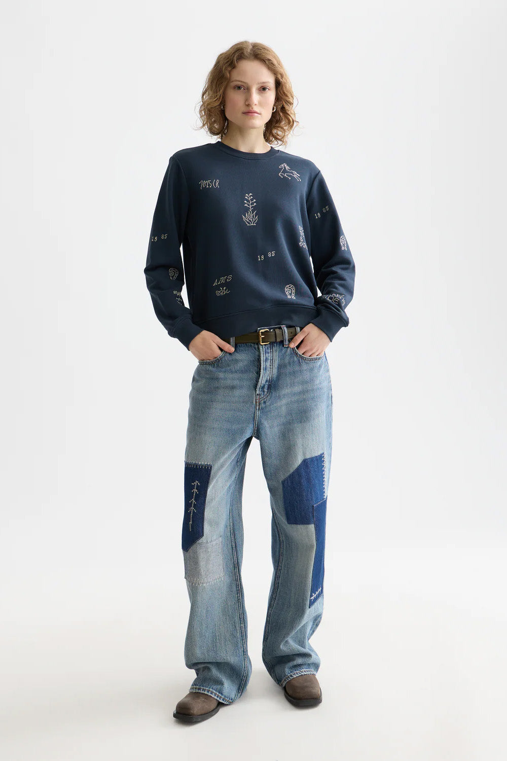 scotch and soda embroidered sweatshirt carbon