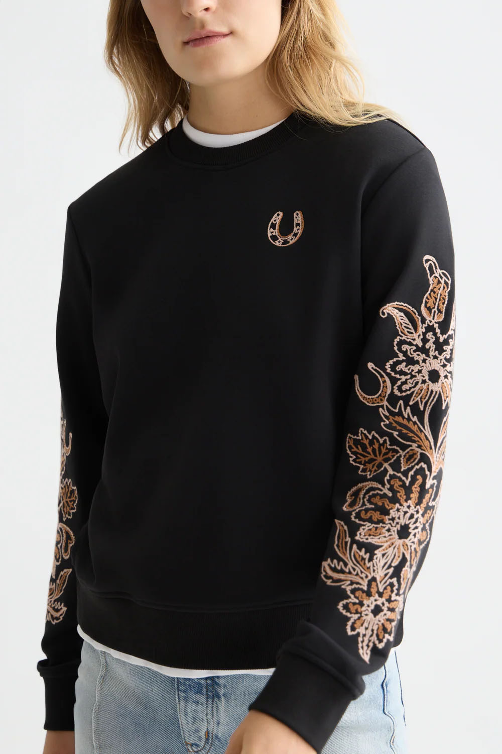 scotch and soda embroidered sweatshirt meteorite detail