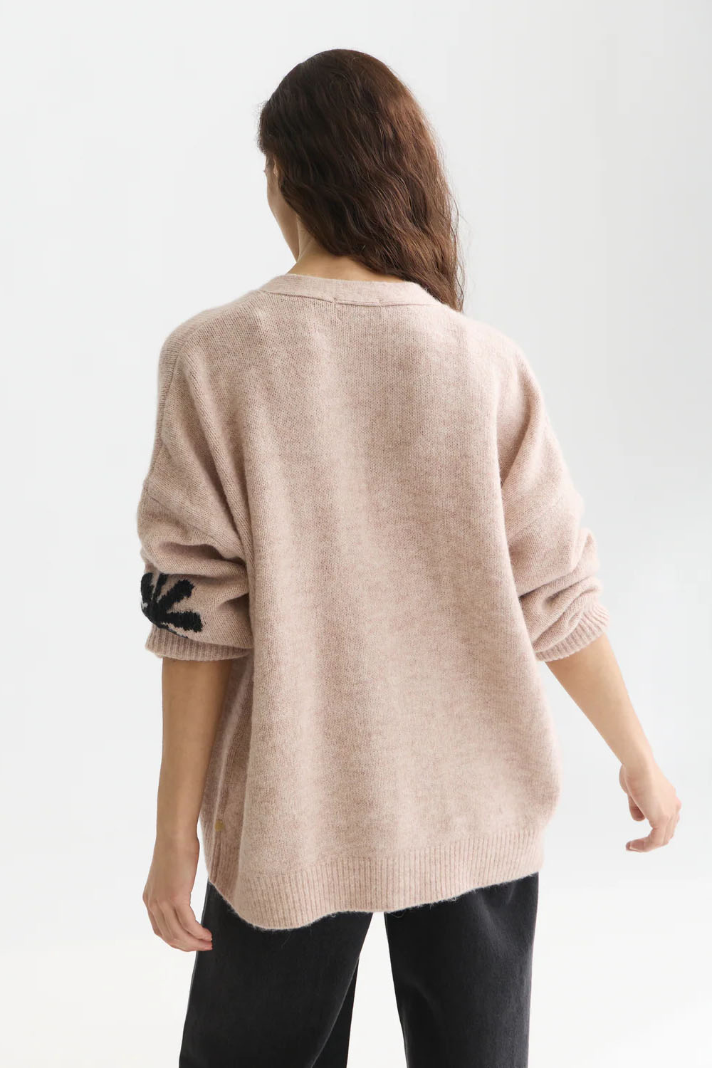 scotch and soda intarsia oversized cardigan rose dust melange back